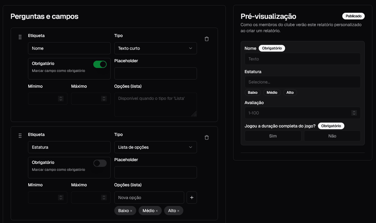 Campos Personalizados